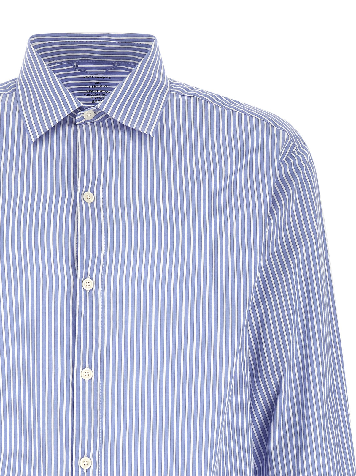 MFPEN Blue Cotton Blouse - Generous Shirt for Men