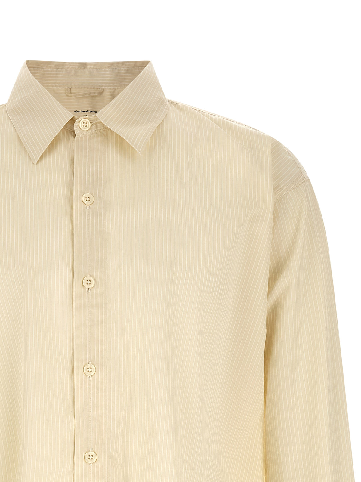 MFPEN Beige Cotton Blouse - Structured Elegance for Men