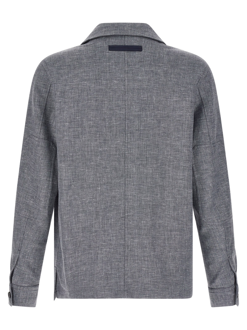 ZEGNA Blue Linen Blouse - Luxurious Overshirt for Men