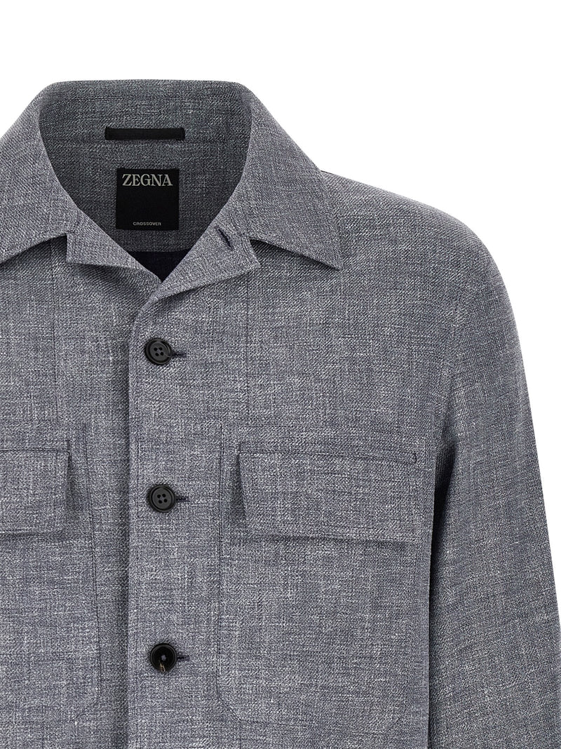 ZEGNA Blue Linen Blouse - Luxurious Overshirt for Men