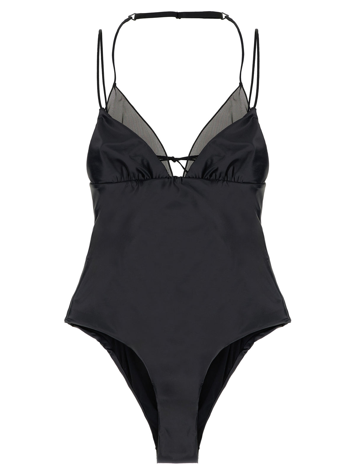 ALLIS Black Polyester One-Piece Swimsuit