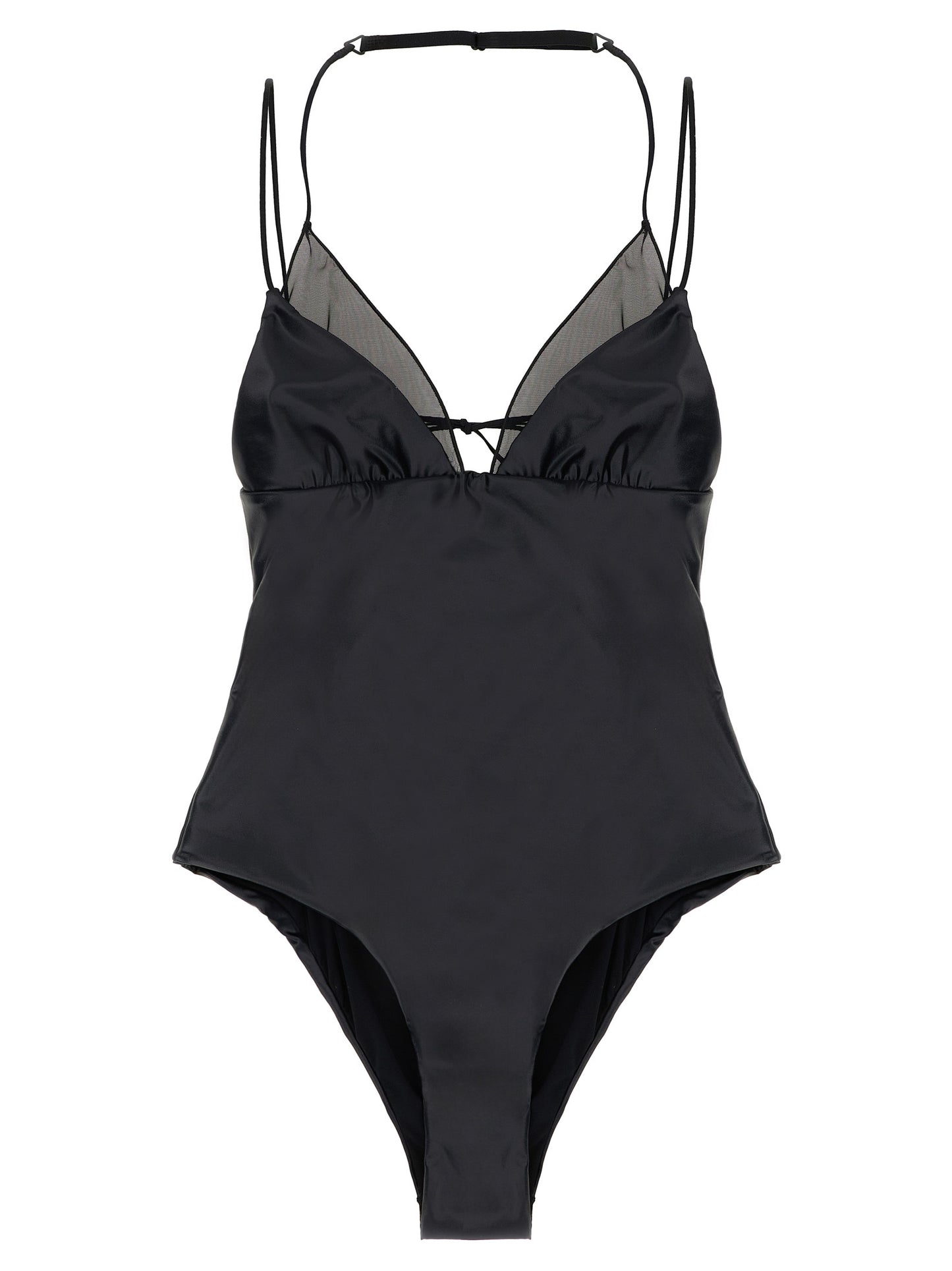 ALLIS Black Polyester One-Piece Swimsuit