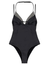ALLIS Black Polyester One-Piece Swimsuit