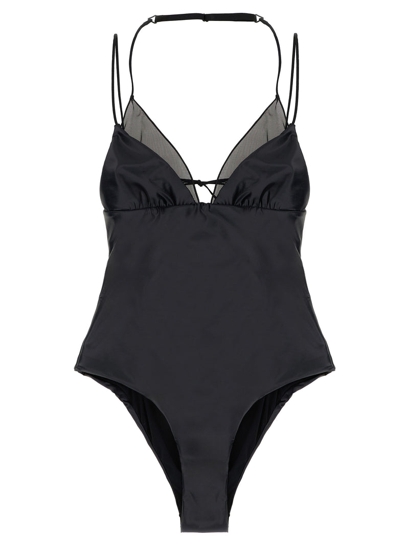ALLIS Black Polyester One-Piece Swimsuit