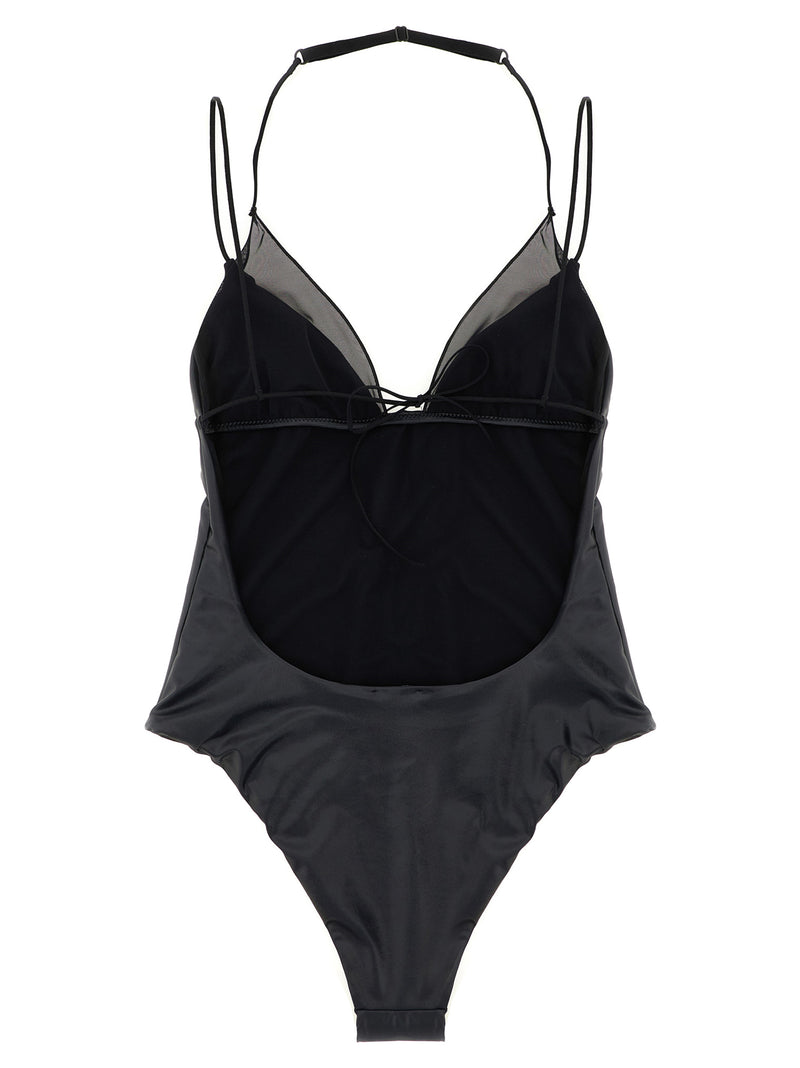 ALLIS Black Polyester One-Piece Swimsuit
