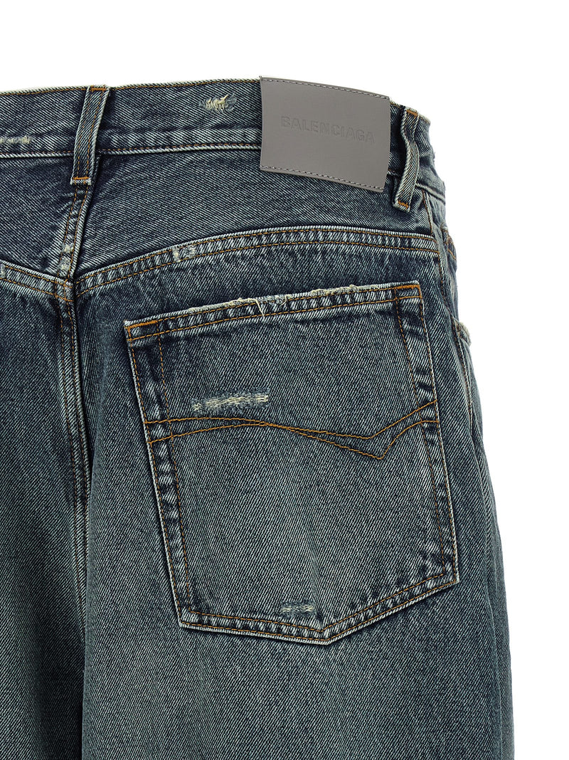 Balenciaga Blue Cotton Relaxed Fit Jeans for Women