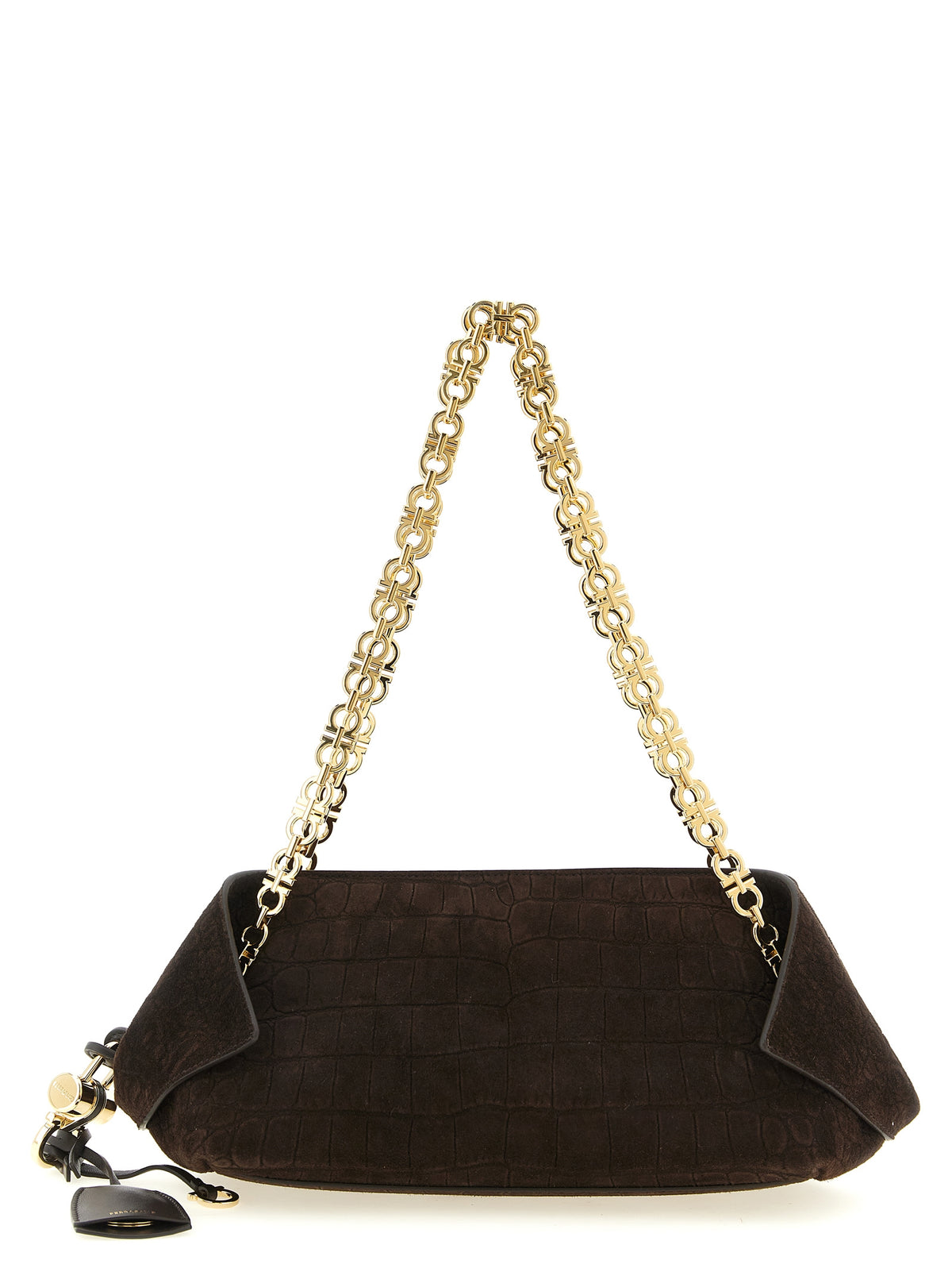 Sac bandoulière Ferragamo en peau de chèvre marron