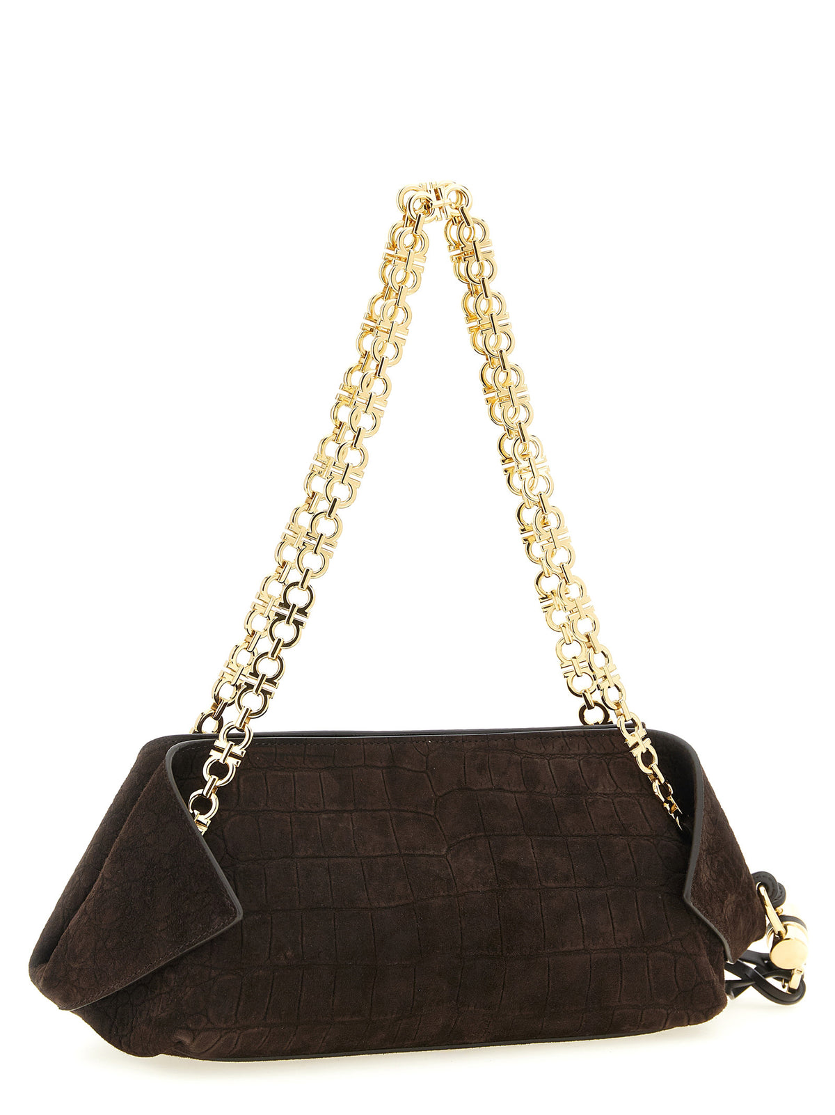 Sac bandoulière Ferragamo en peau de chèvre marron