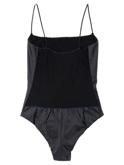 ALLIS Black Polyester One-Piece Swimsuit