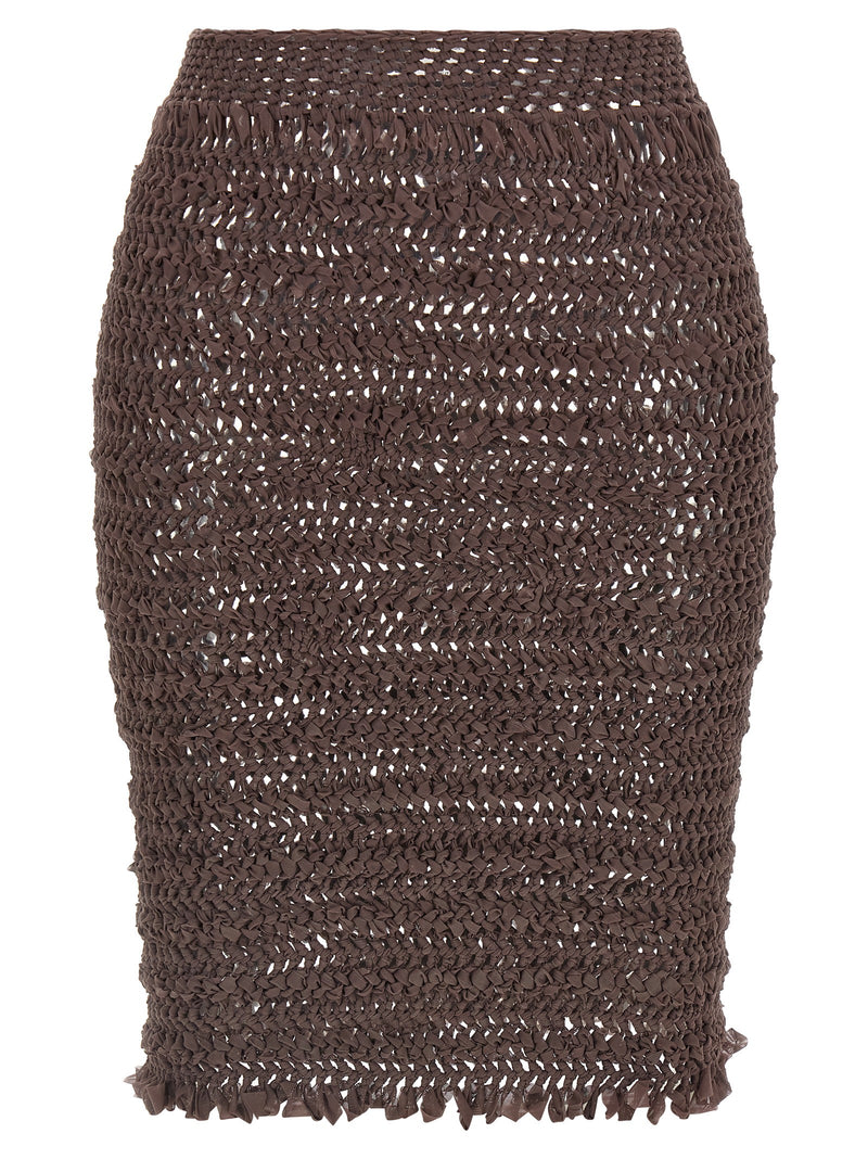 Jupe midi en polyester marron ALLIS