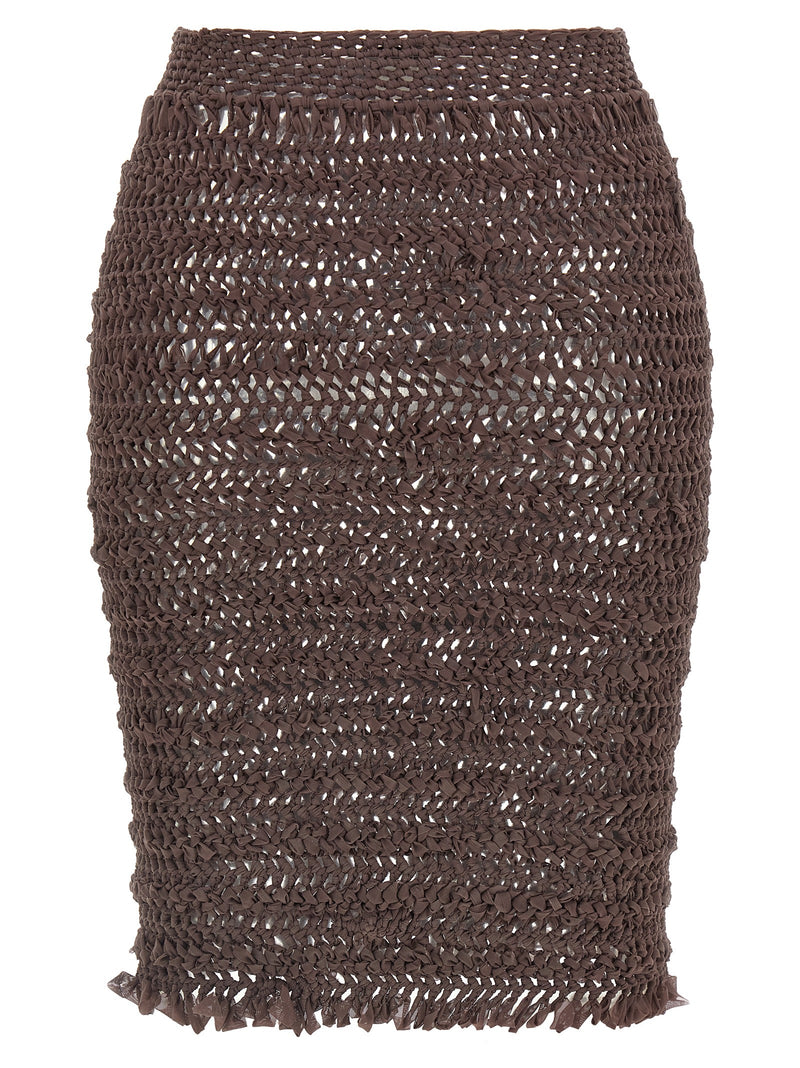 Jupe midi en polyester marron ALLIS