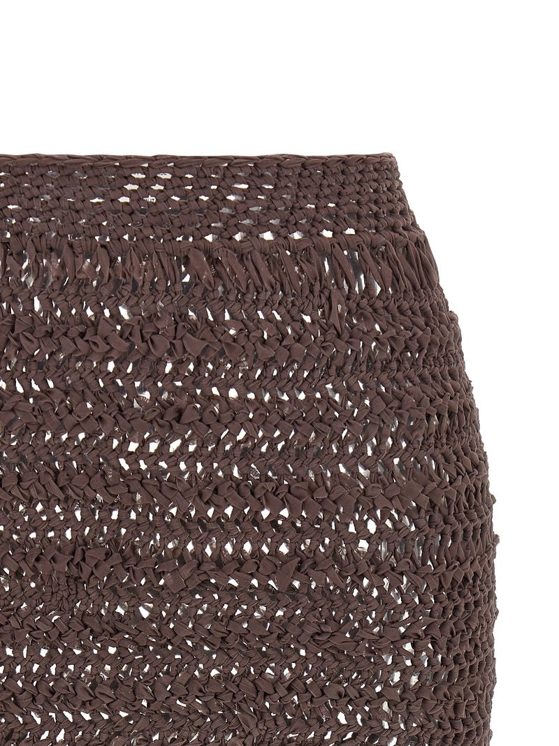 Jupe midi en polyester marron ALLIS