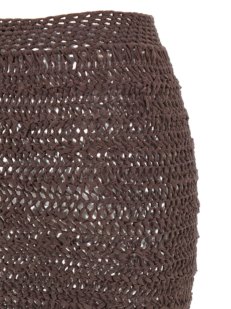 Jupe midi en polyester marron ALLIS
