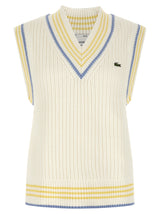 Lacoste White Cotton Sleeveless Sweater