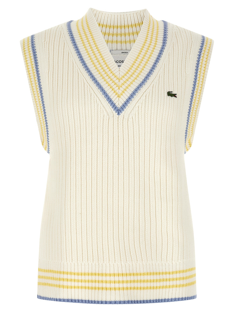 Lacoste White Cotton Sleeveless Sweater
