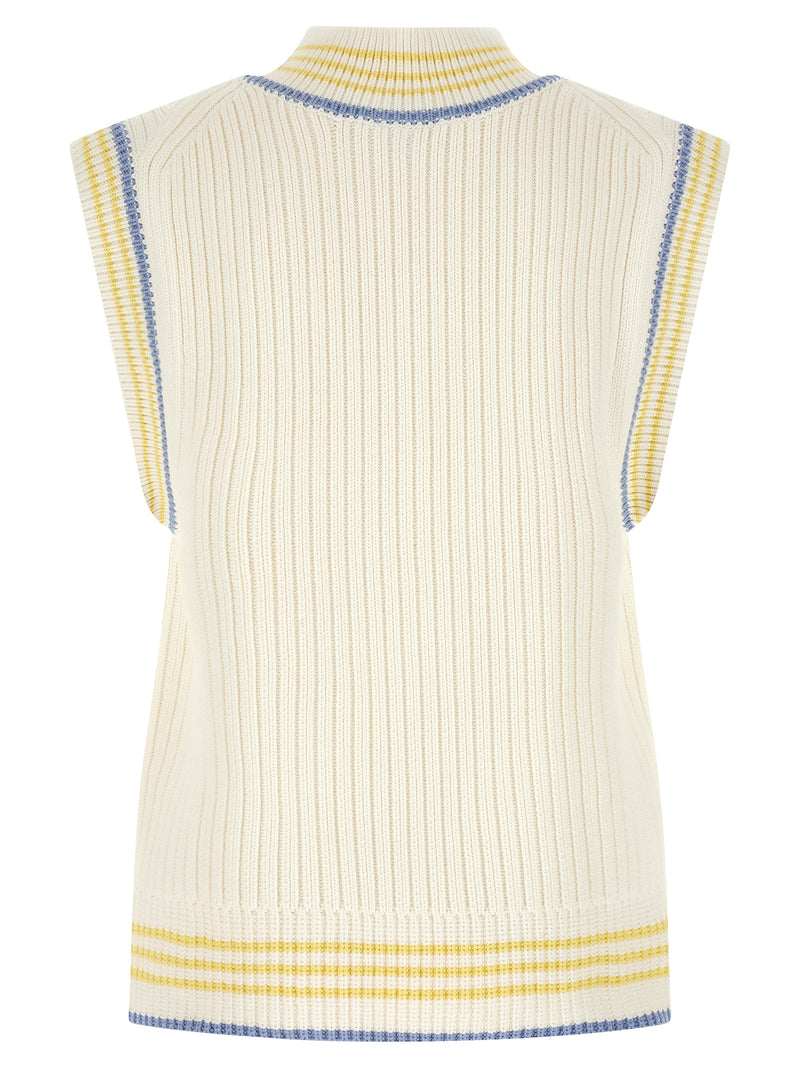Lacoste White Cotton Sleeveless Sweater