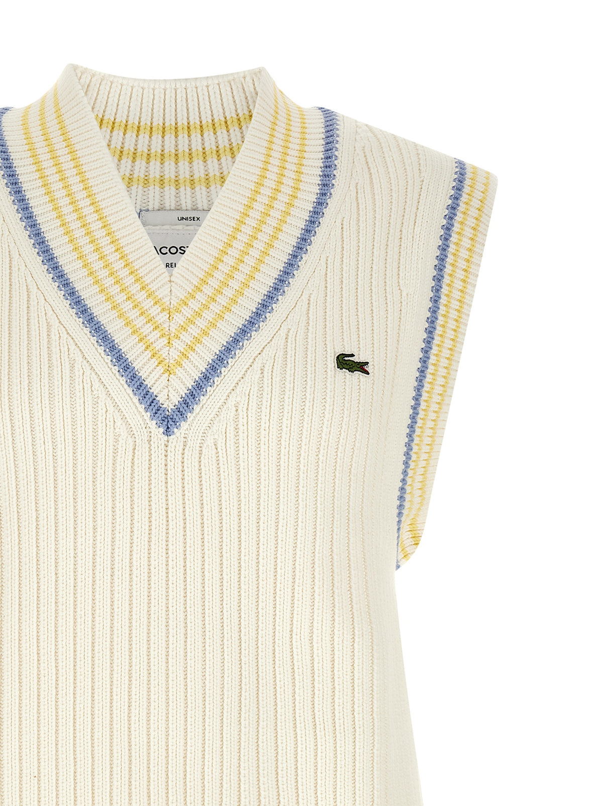 Lacoste White Cotton Sleeveless Sweater