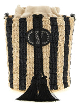 Valentino Garavani Black Straw Shoulder Bag