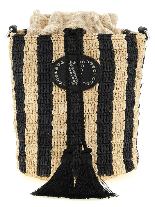 Sac porté épaule Valentino Garavani en paille noire