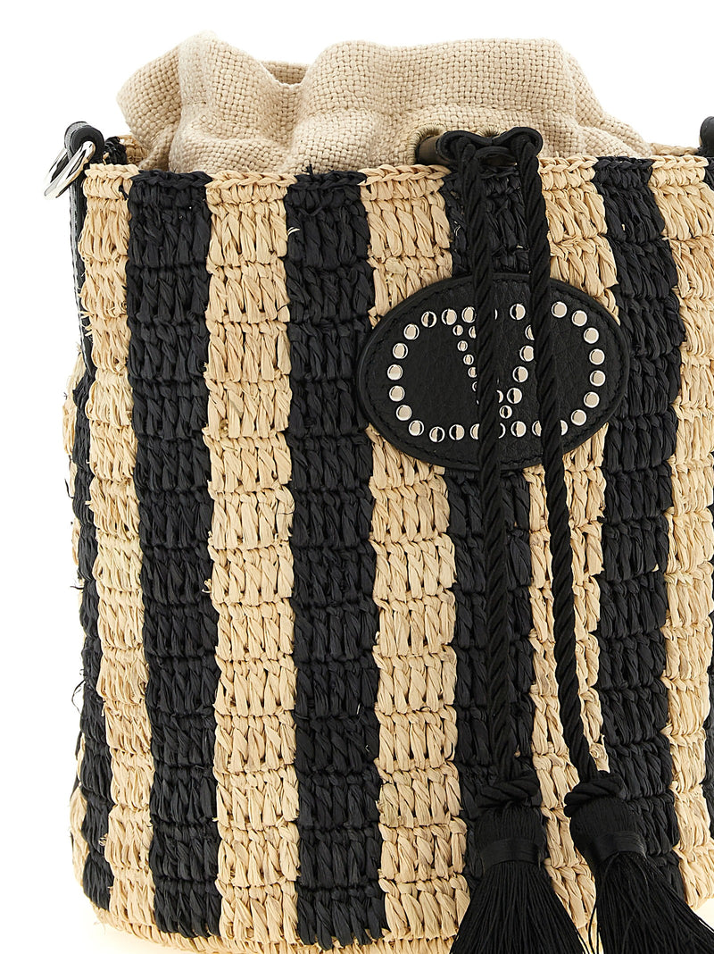 Sac porté épaule Valentino Garavani en paille noire