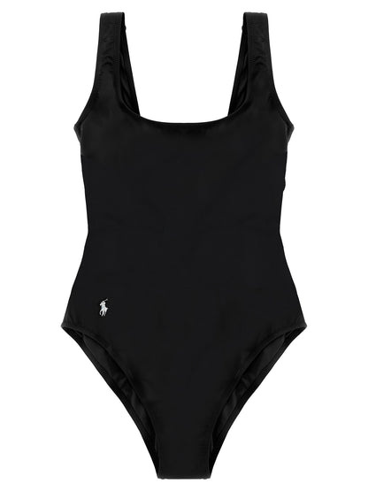 Polo Ralph Lauren Black Nylon One-Piece Swimsuit
