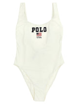 Polo Ralph Lauren White Nylon One-Piece Swimsuit
