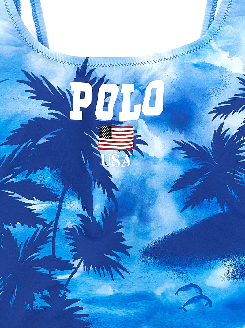 Polo Ralph Lauren Blue Nylon One-Piece Swimsuit