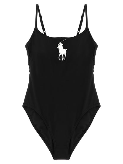 Polo Ralph Lauren Black Nylon One-Piece Swimsuit
