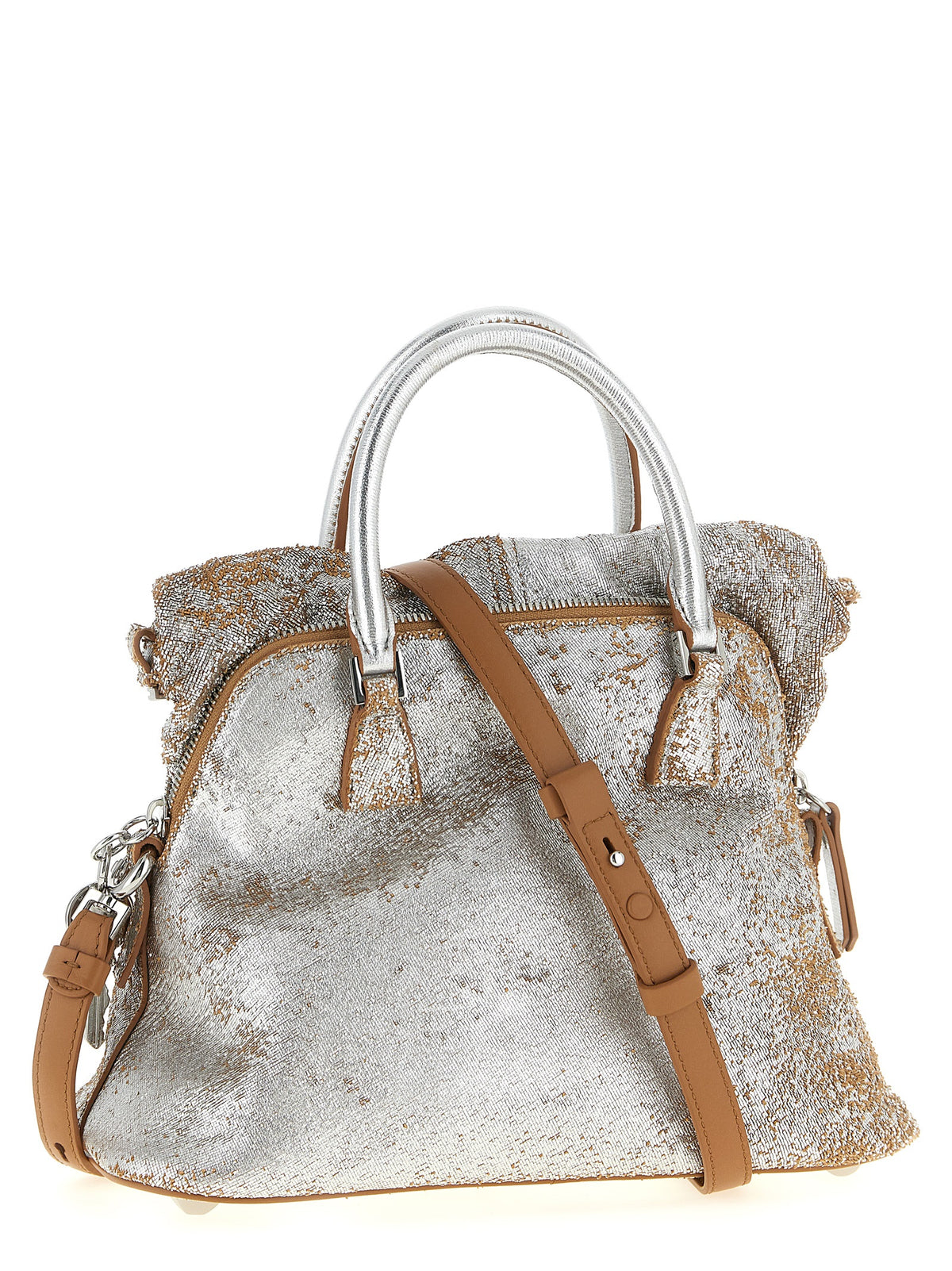 Sac à main Maison Margiela en agneau argenté