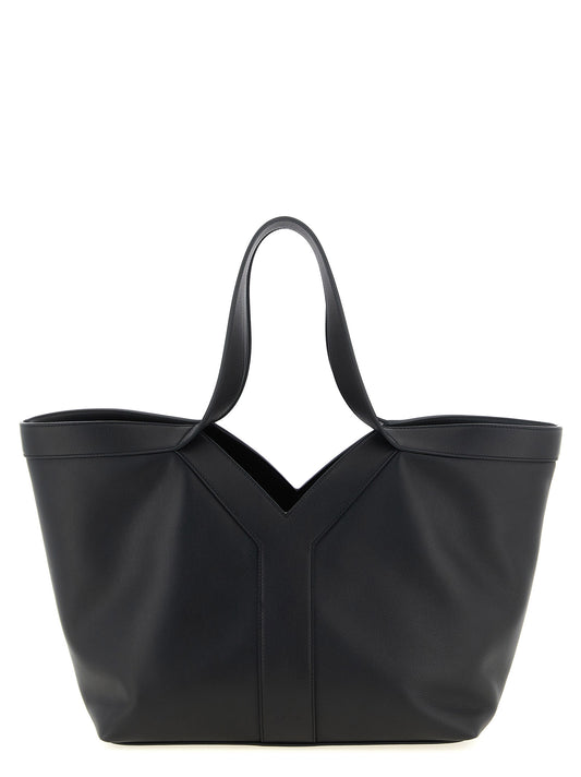 Sac cabas Saint Laurent en cuir de veau noir