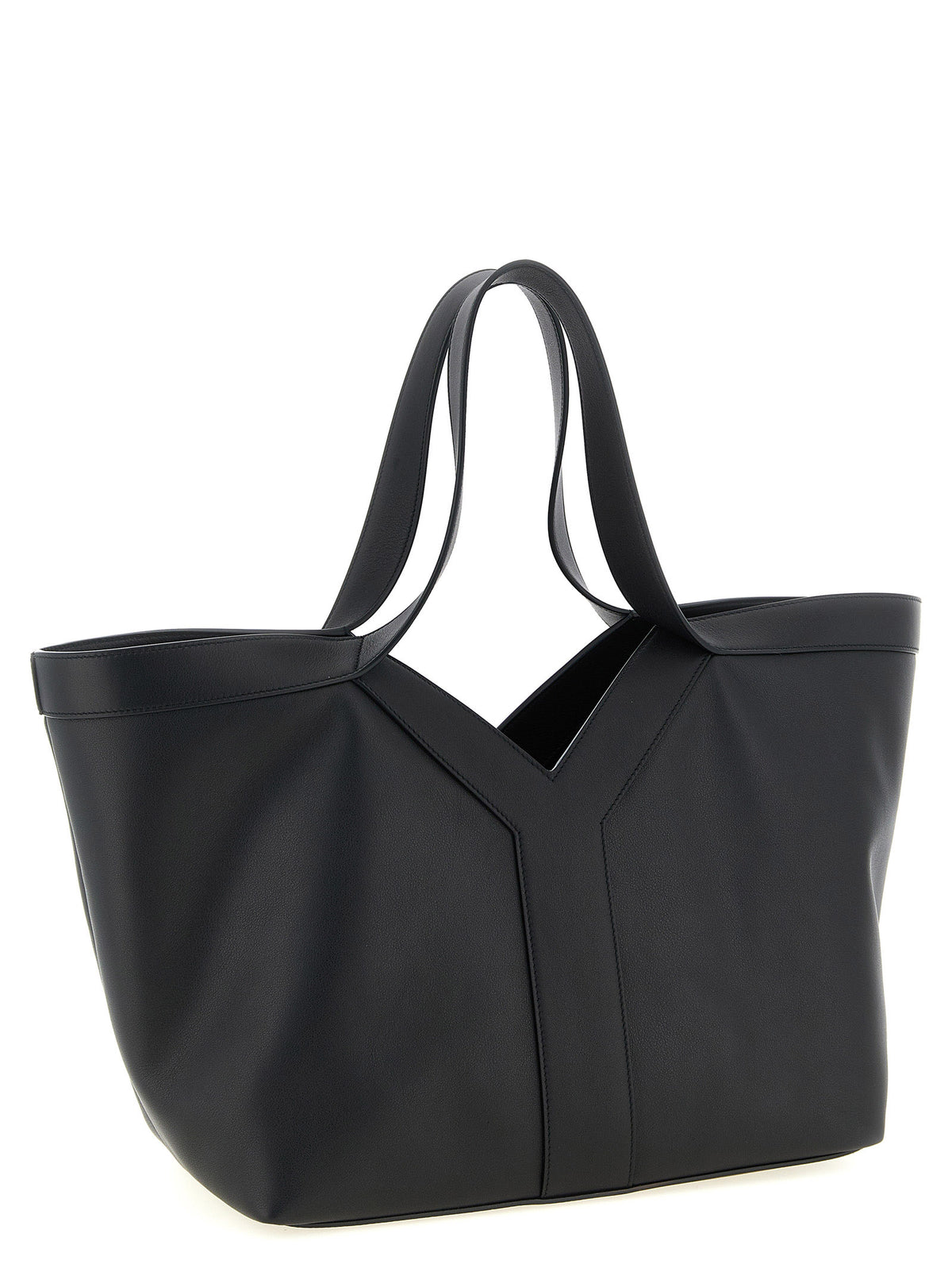 Sac cabas Saint Laurent en cuir de veau noir