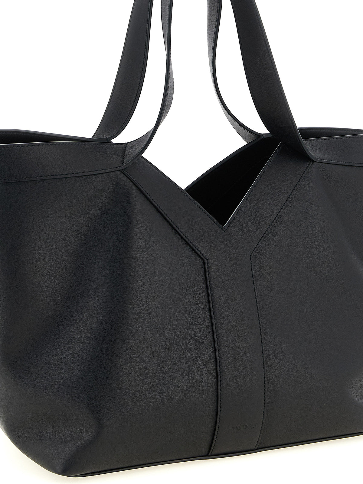 Sac cabas Saint Laurent en cuir de veau noir
