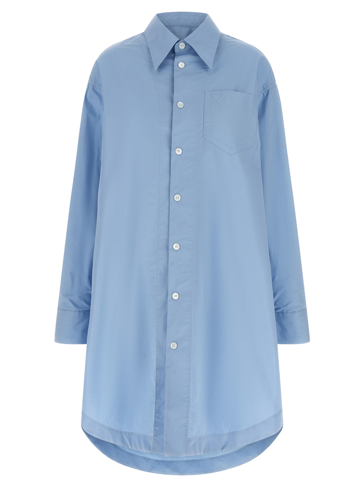 Robe midi en coton bleu Ami Paris