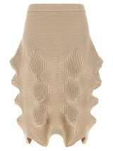 Issey Miyake Beige Polyester Midi Skirt