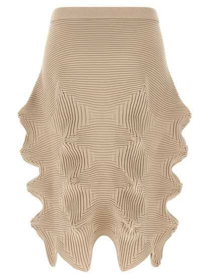 Issey Miyake Beige Polyester Midi Skirt