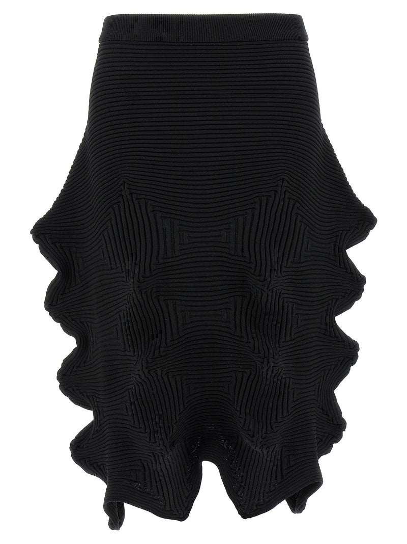 Issey Miyake Black Polyester Midi Skirt