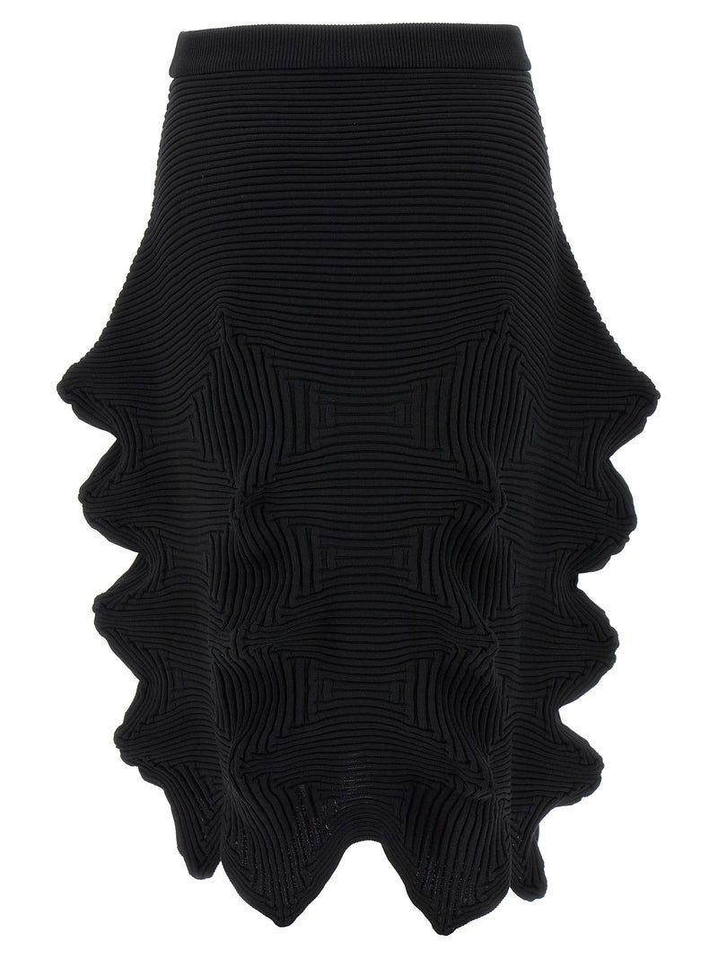 Issey Miyake Black Polyester Midi Skirt