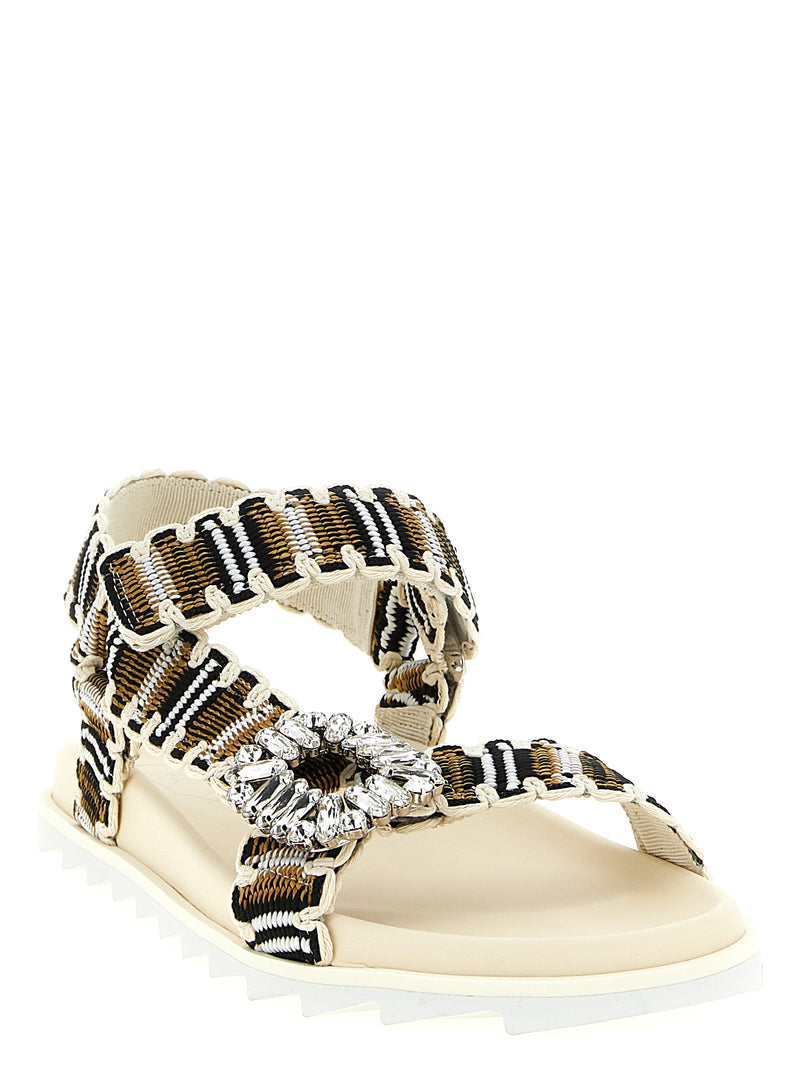 Roger Vivier Trek ‘Slidy Viv’ Multicolor Flat Sandals