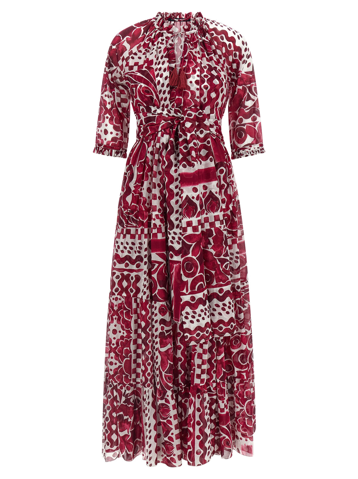 SAMANTHA SUNG Long ‘Eden’ Fuchsia Cotton Dress