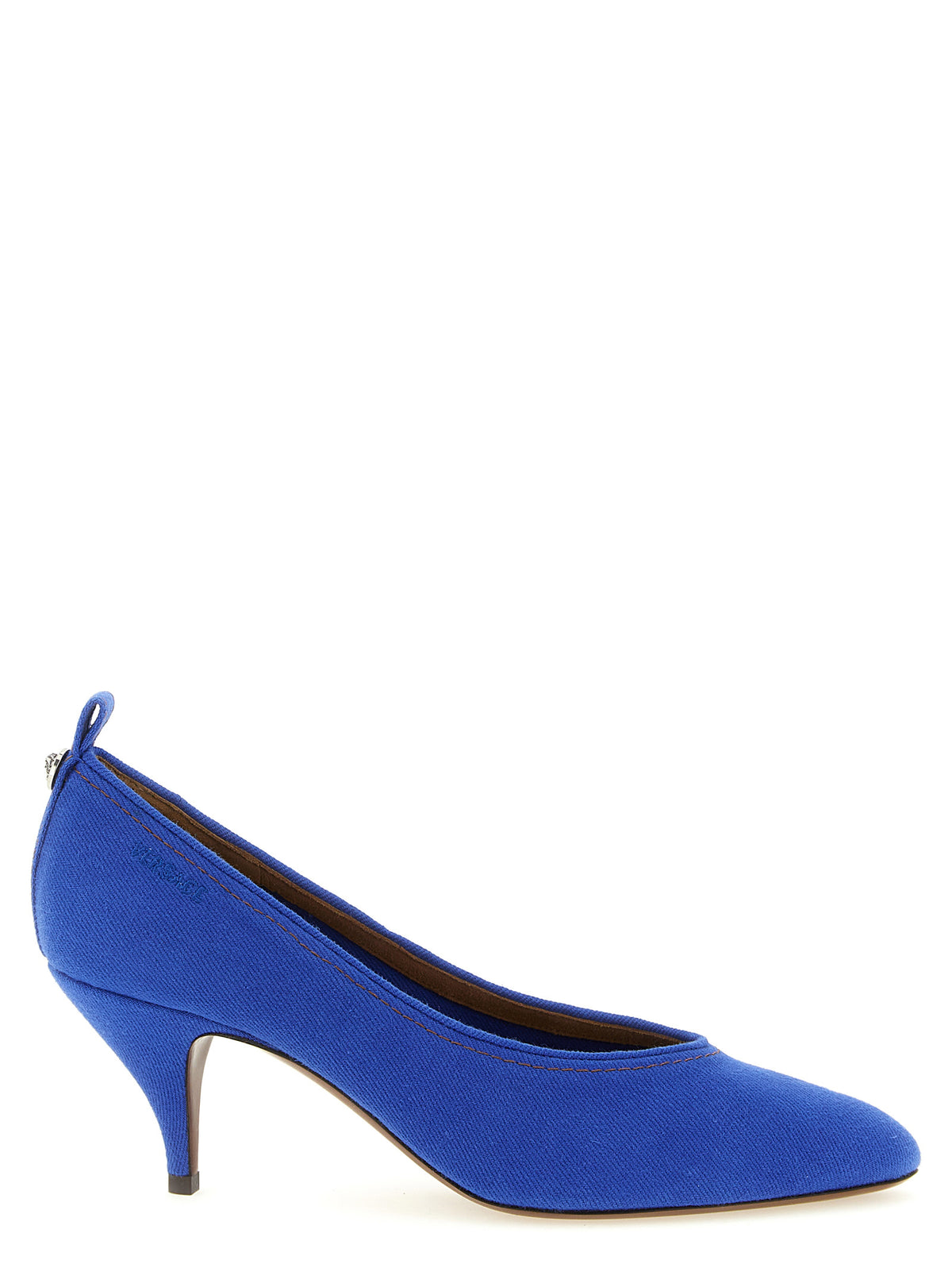 Versace Tina Blue Cotton Mid Heel Pumps for Women