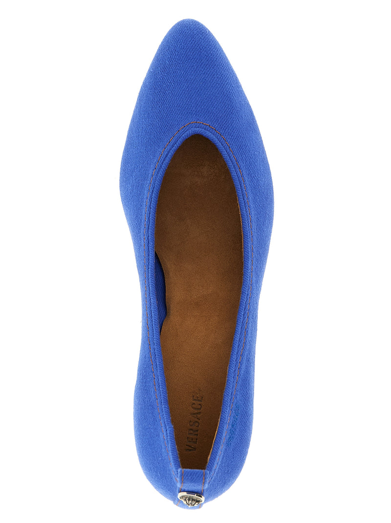 Versace Tina Blue Cotton Mid Heel Pumps for Women
