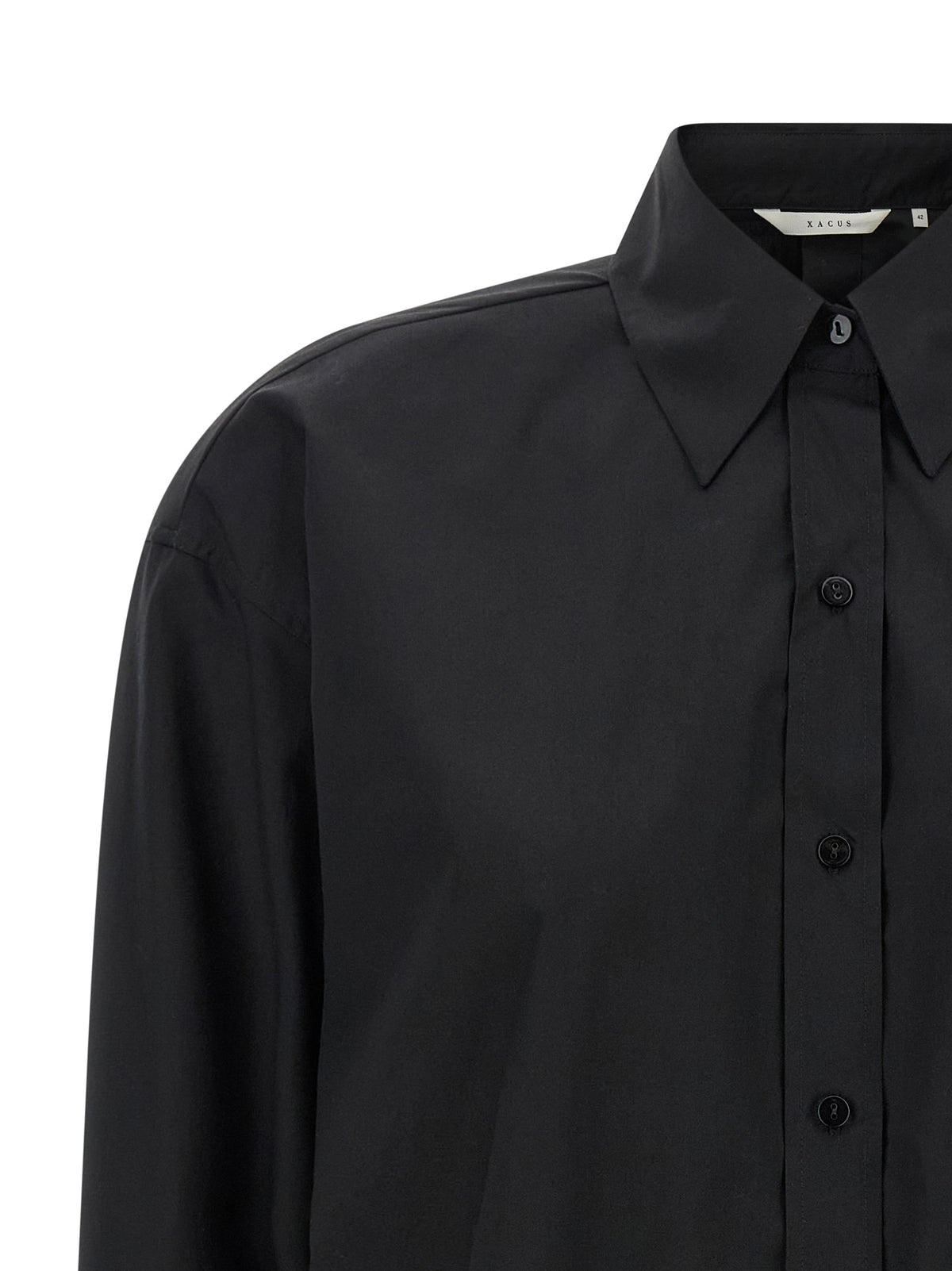 XACUS 'Scarlet' Black Cotton Blouse for Women