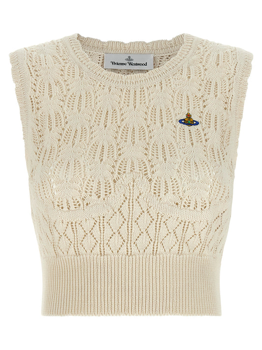 T-shirt sans manches en coton beige Vivienne Westwood