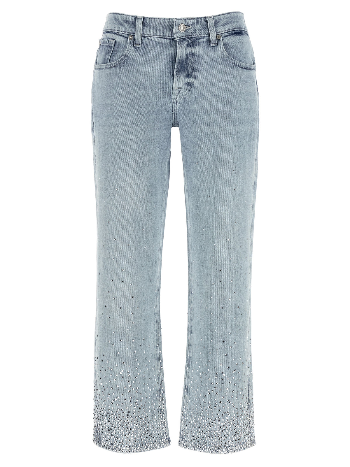 7 For All Mankind Blue Cotton Straight-Leg Jeans