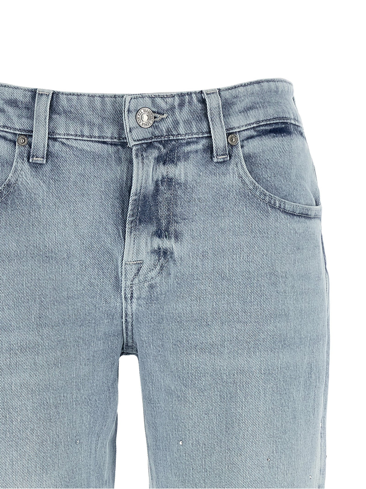 7 For All Mankind Blue Cotton Straight-Leg Jeans
