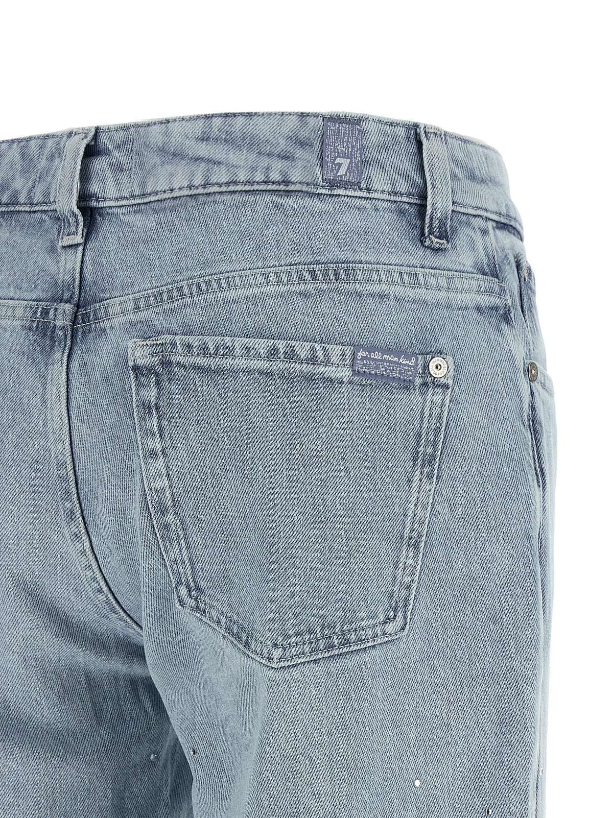 7 For All Mankind Blue Cotton Straight-Leg Jeans