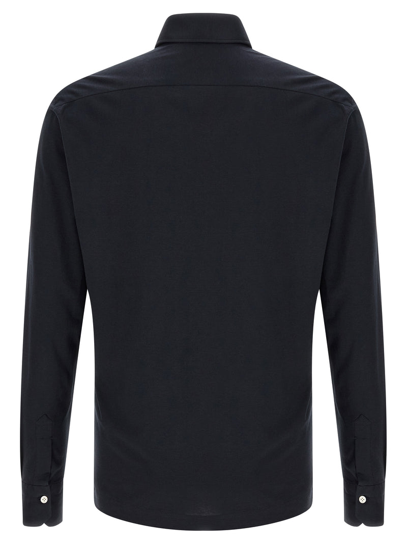 Kiton Positano Blue Cotton Knit Polo Shirt