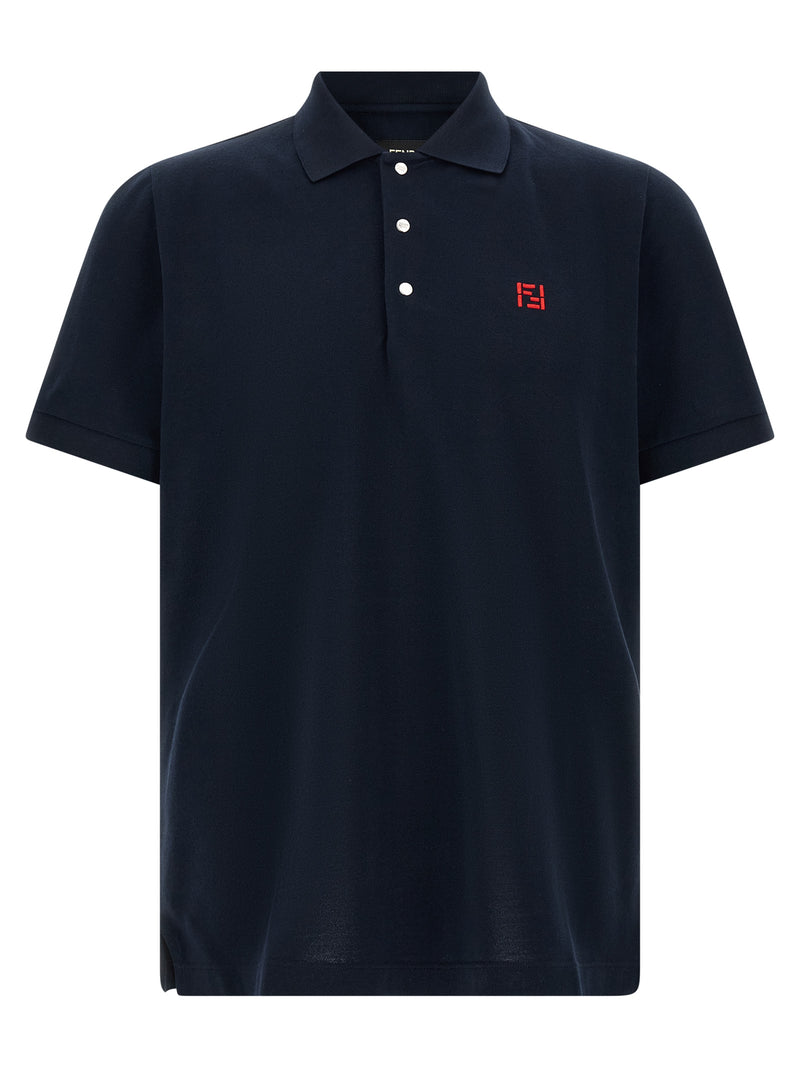 Fendi Blue Cotton Polo Shirt