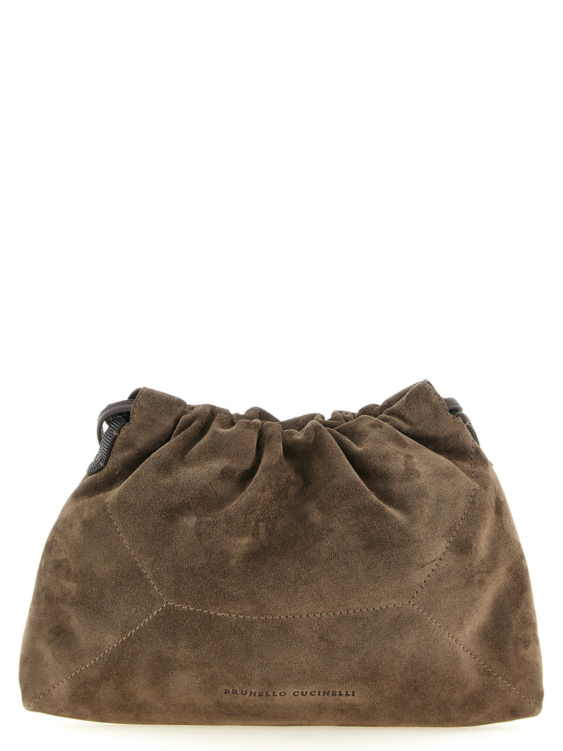 Brunello Cucinelli Pochette en cuir de veau marron