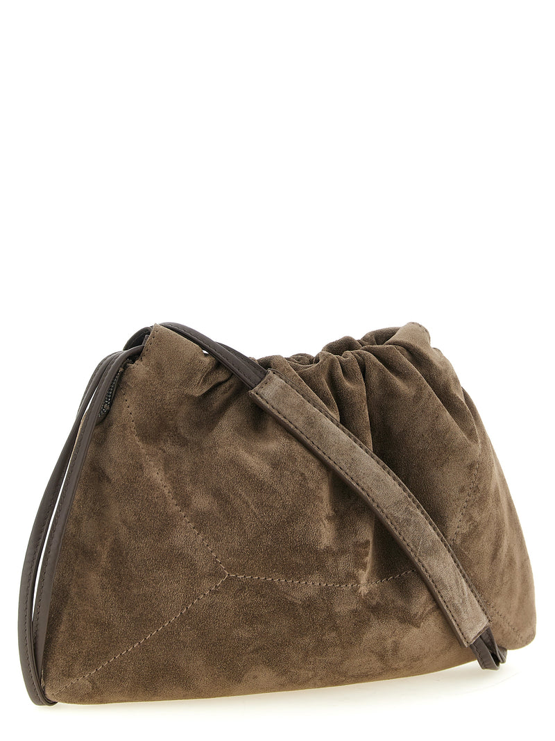 Brunello Cucinelli Pochette en cuir de veau marron